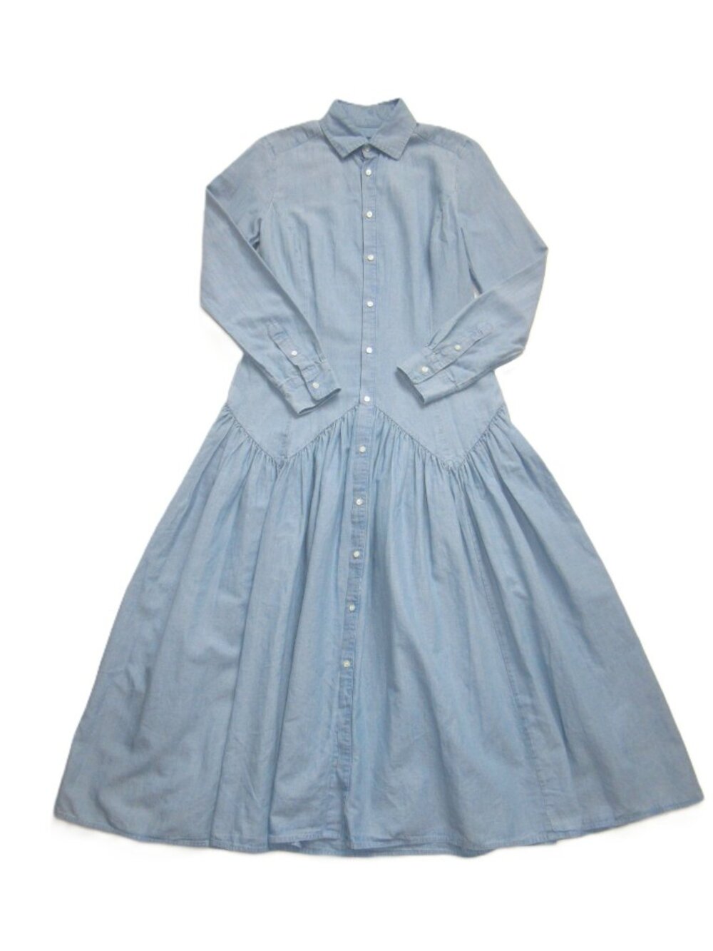 NWT Polo Ralph Lauren Cotton-Linen Chambray Midi in Pacific Blue Shirt Dress 4 - Picture 6 of 14